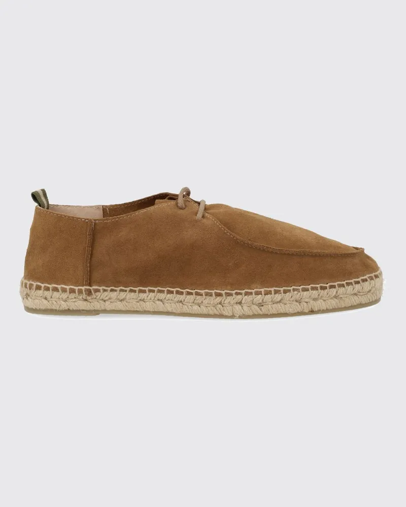 Castañer Ned Zweifarbige Schnür-Espadrilles aus Velours-Rindsleder Braun