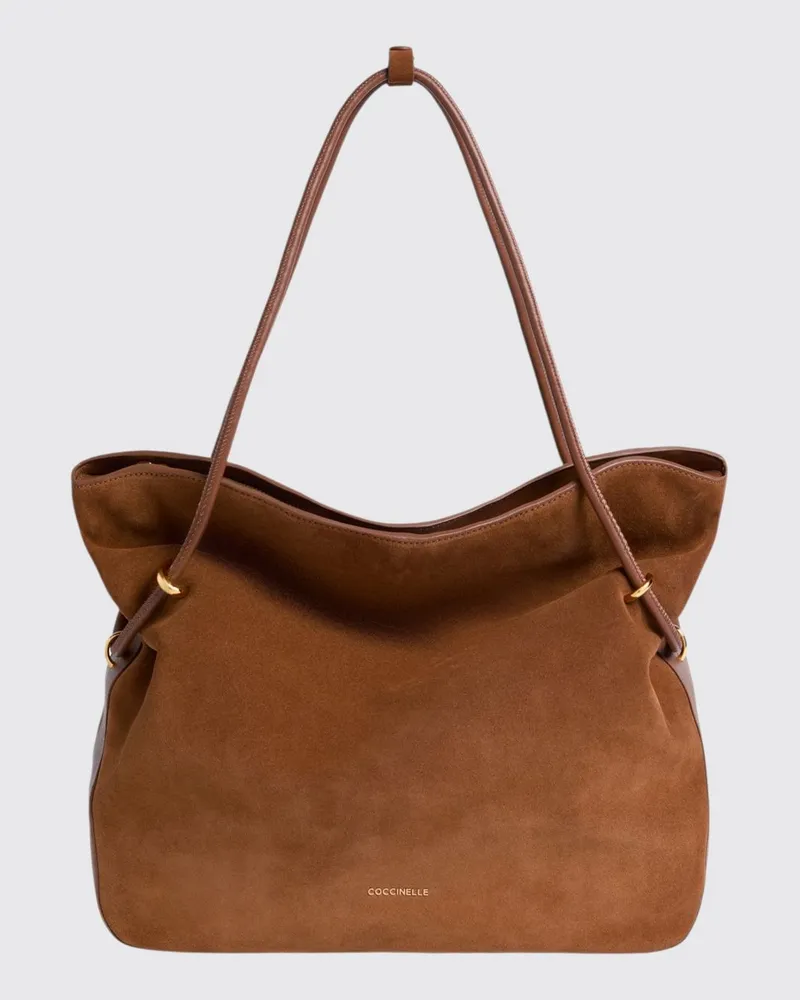 Coccinelle Mittelgroße Lizzie Tote-Tasche von aus Leder und Wildleder mit Rohrgriff Braun