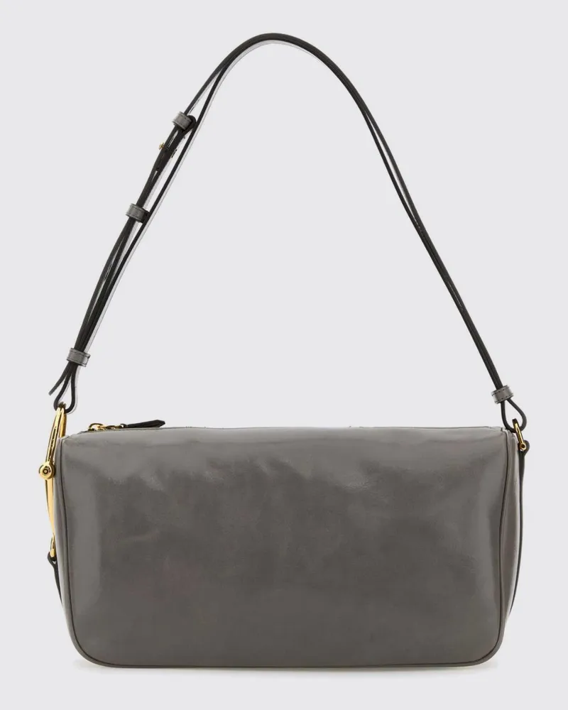 Gucci Schultertasche von aus glattem Kalbsleder mit verstellbarem Griff und Reißverschluss Grau
