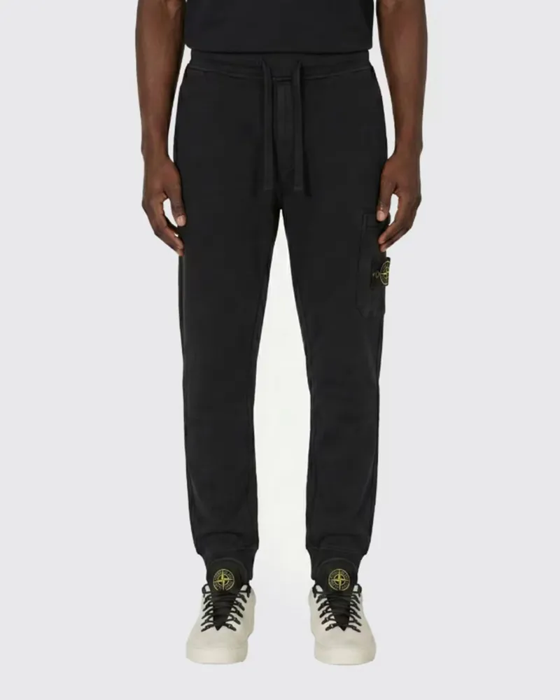 Stone Island Cargohose aus Bio-Baumwolle mit Logo-Patch Schwarz
