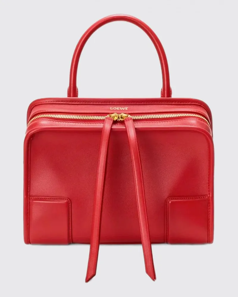 Loewe Kleine Amazona Handtasche aus Kalbsleder mit geprägtem Logo Rot