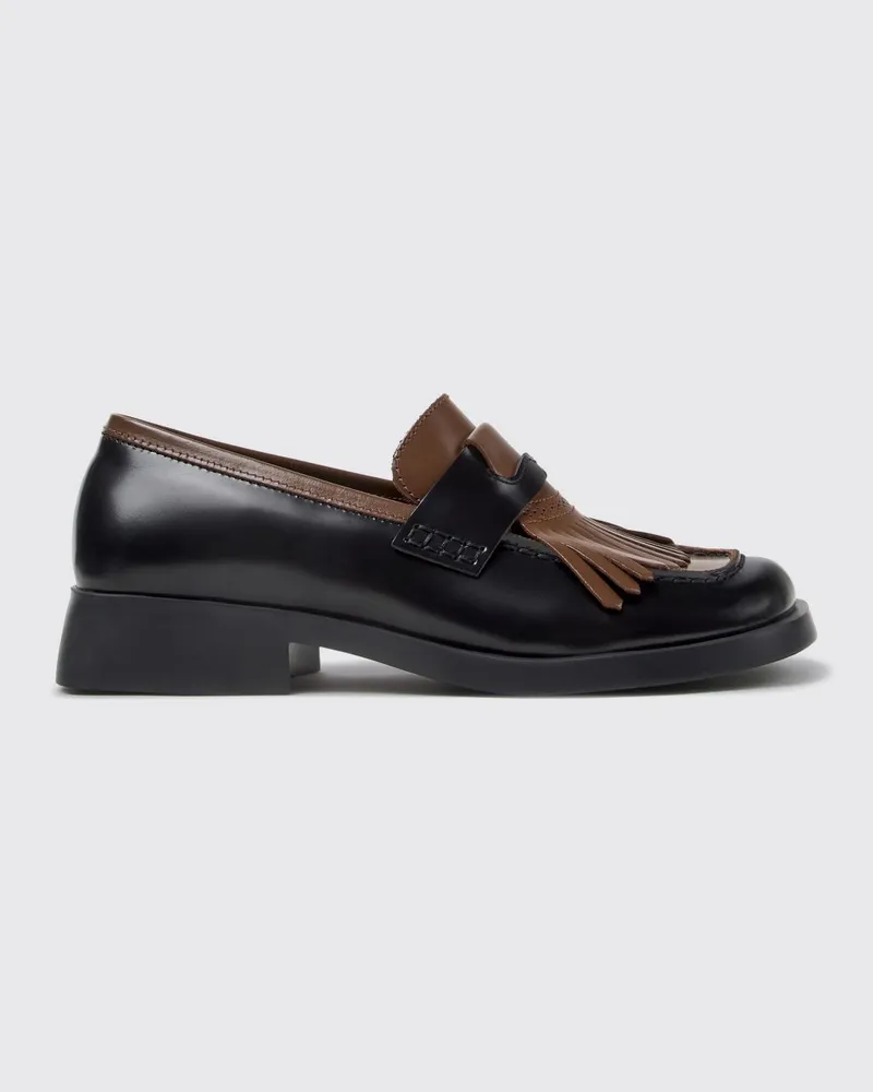 Camper Twins Penny-Loafer aus Leder mit zweifarbigem Design und Fransen Bunt