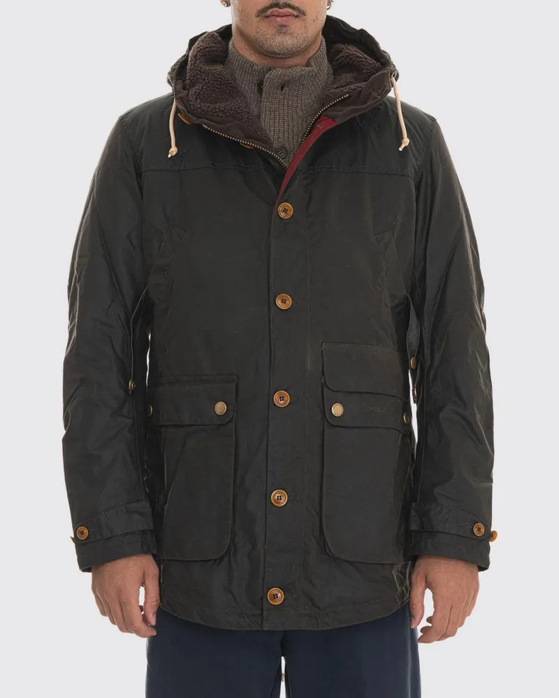 Barbour Knielanger Parka aus gewachster Baumwolle mit Kapuze und Fleecefutter Grün
