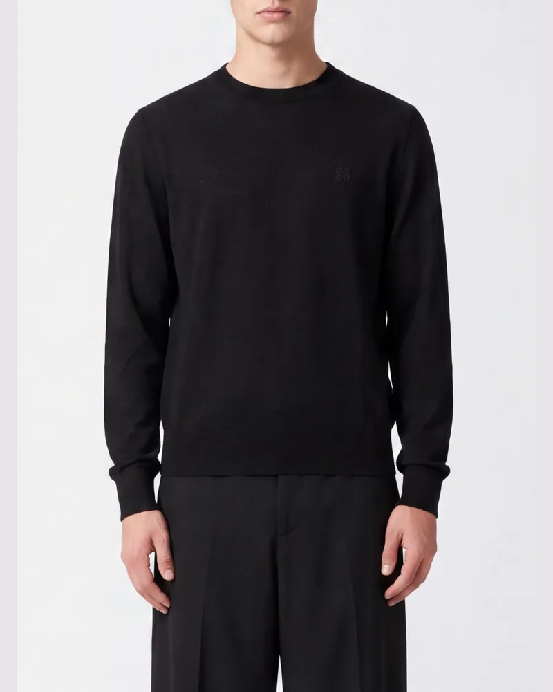 Dsquared2 Langärmliger Wollpullover mit Rundhalsausschnitt Schwarz