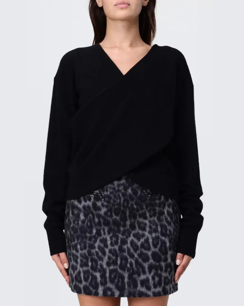 Federica Tosi V-Ausschnitt-Pullover aus Woll-Kaschmir-Mischung Schwarz