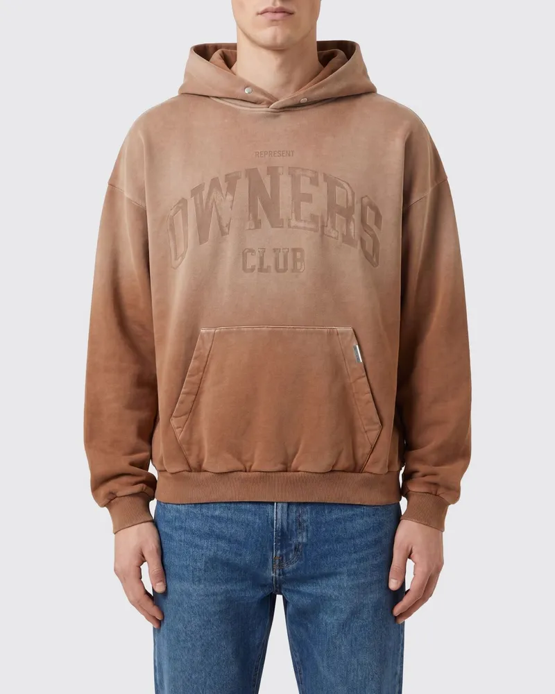 REPRESENT Baumwoll-Hoodie mit Kängurutasche und Logo-Print Earth