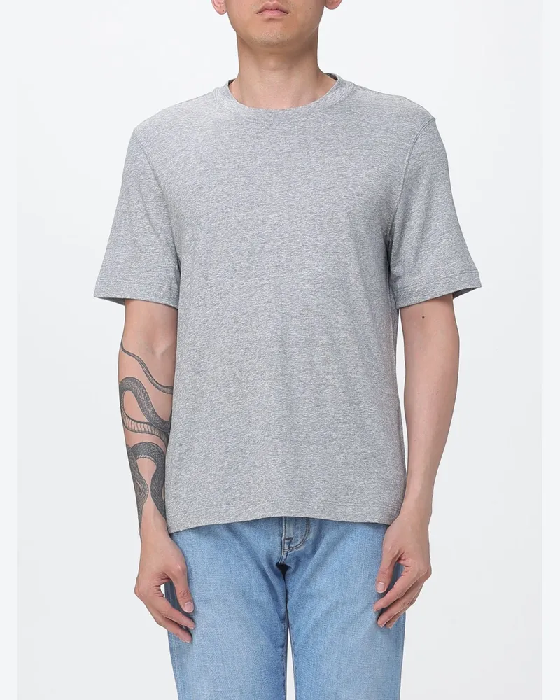Brunello Cucinelli Basic T-Shirt aus Leinenmischung Grau
