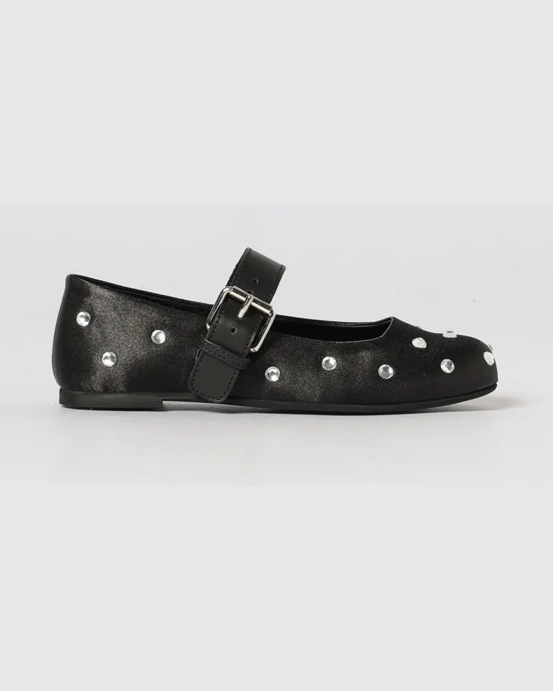Twin-Set Satin Mary Jane mit Strasssteinen Schwarz