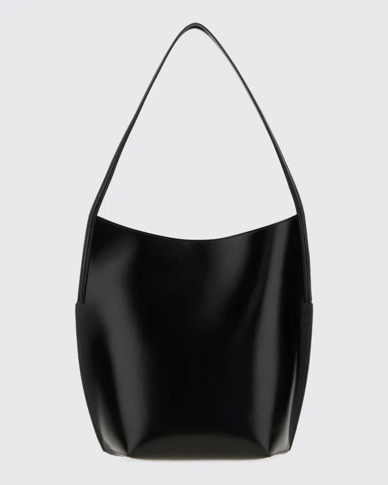 Jil Sander Kante Schultertasche aus Schafsleder mit abgerundeter Silhouette Schwarz