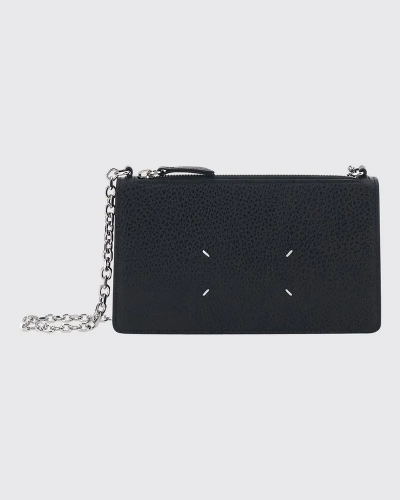 Maison Margiela Mini-Umhängetasche aus Leder mit Reißverschluss und Four Stitches Schwarz