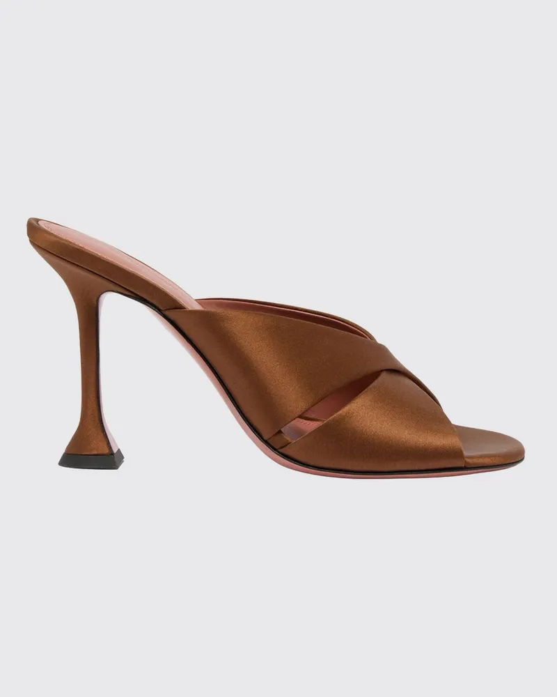 Amina Muaddi Salma Mules aus Seidensatin Kaffee