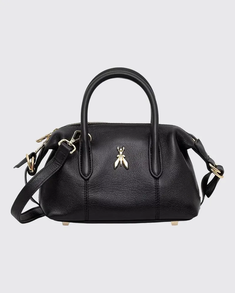 Patrizia Pepe Mini-Handtasche von aus Kalbsleder mit Fly-Logo und Schutzfüßen Schwarz