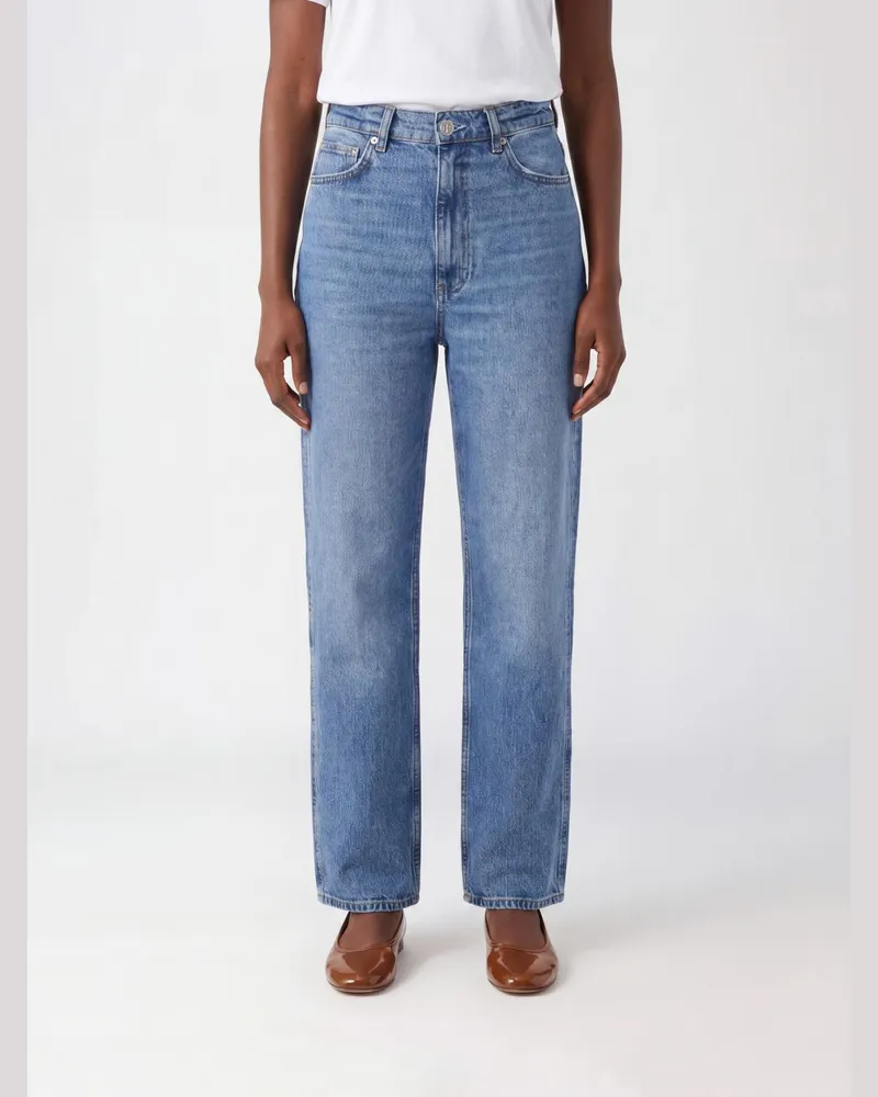 Anine Bing Straight Jeans aus Denim Blau