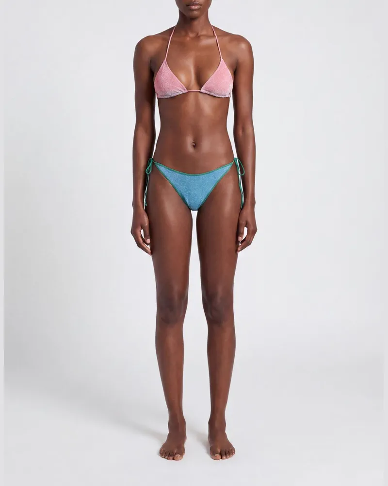 Oséree Grüner Triangel-Bikini aus Lurex mit Zebramuster Pink