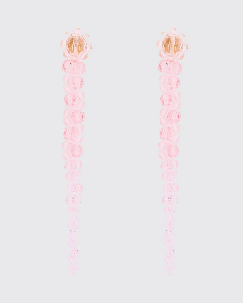 Simone Rocha Hängende Perlenohrringe aus Messing und Glas Pink