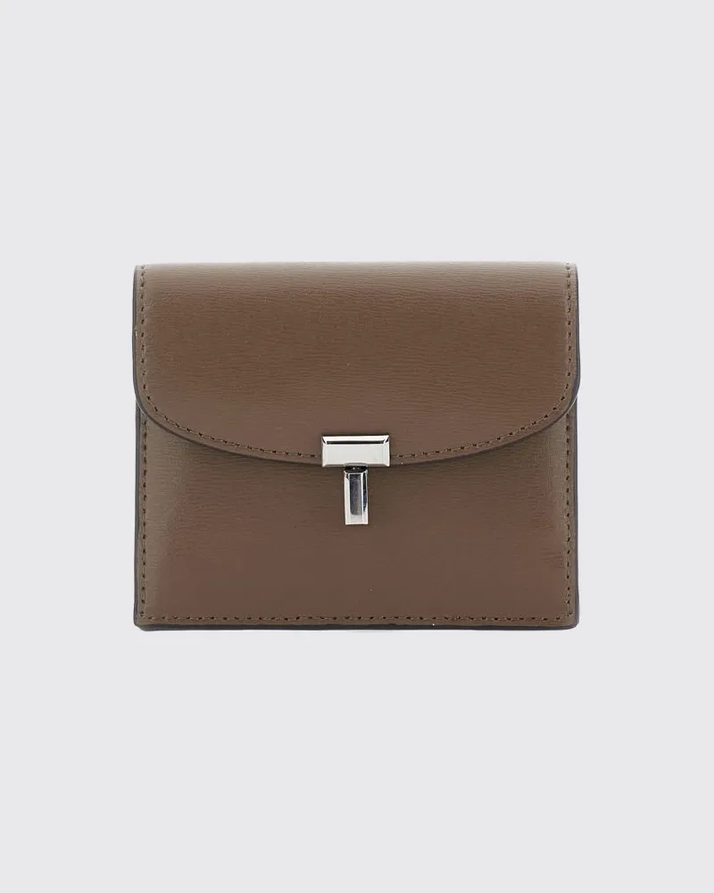 Totême Kartenetui T-Lock aus Leder mit Klappverschluss Beige