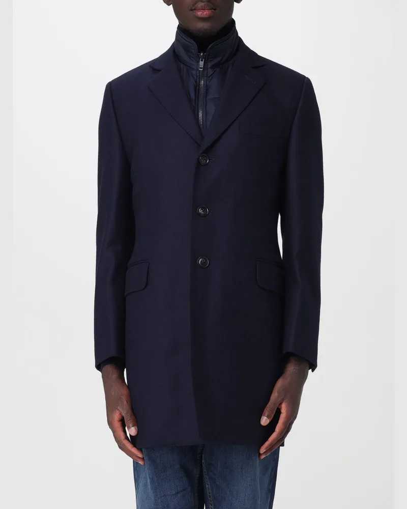 Fay Kurzer Wollmix-Mantel mit gesteppter und abnehmbarer Innenweste Navy
