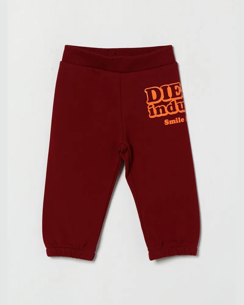 Diesel Jogginghose aus Baumwolle mit Kontrastlogo für Jungen Burgunderrot