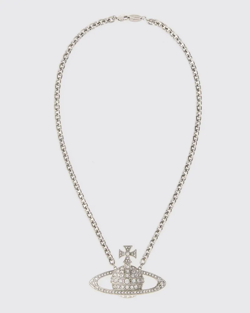 Vivienne Westwood Choker-Halskette mit Orb-Anhänger und gefassten Kristallen Platinum