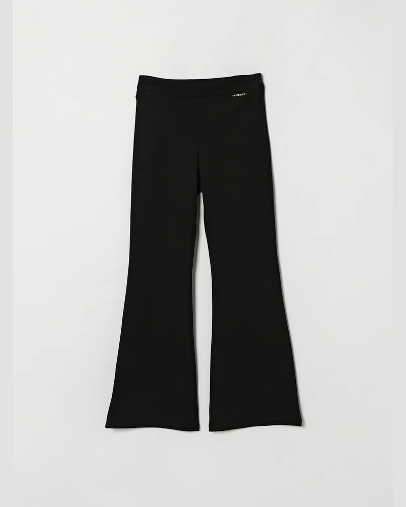 Twin-Set Ausgestellte Crêpe-Hose für Mädchen von mit hoher Taille und schmaler Passform Schwarz