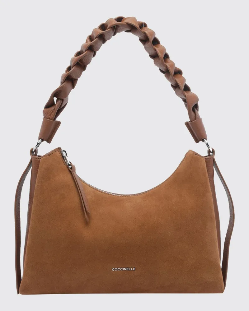 Coccinelle Boheme Schultertasche von aus Veloursleder mit geflochtenem Henkel Braun