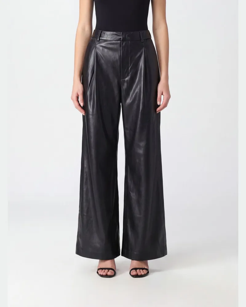 ANDAMANE Sasha High-Waist-Baggy-Hose aus Kunstleder Schwarz