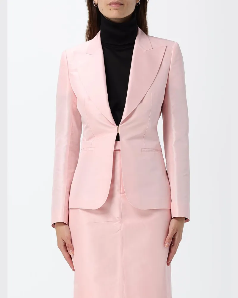 Gucci Kurzer einreihiger Seidenblazer mit steigendem Revers Pink
