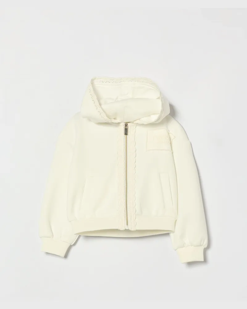Twin-Set Jersey-Kapuzen-Sweatjacke für Mädchen Weiß