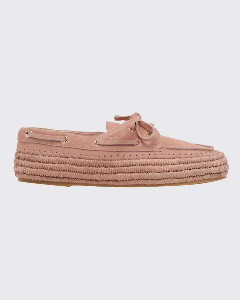 Paloma Barceló Bootsschuhe aus Wildleder und Bast Pink