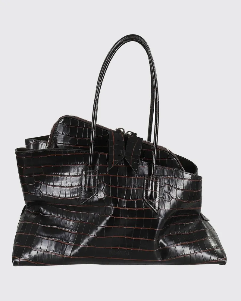 ATTICO La Passeggiata Tasche aus Leder mit Krokoprägung von Braun