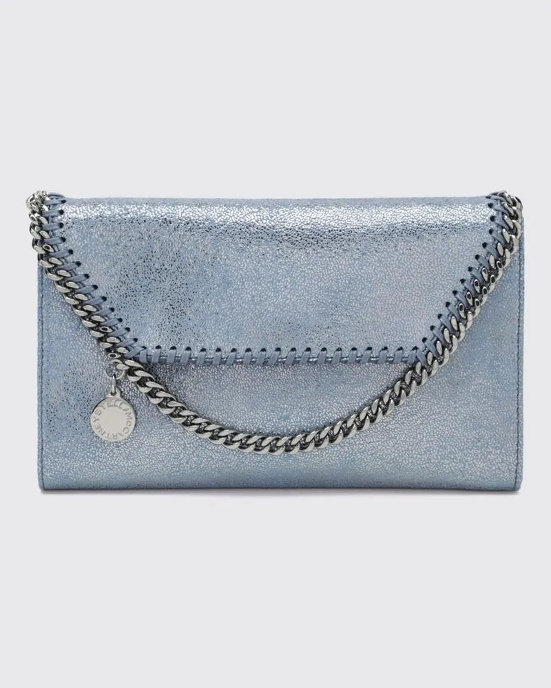 Stella McCartney Falabella Wallet on Chain aus Eco Alter Mat mit Metallkette Denim