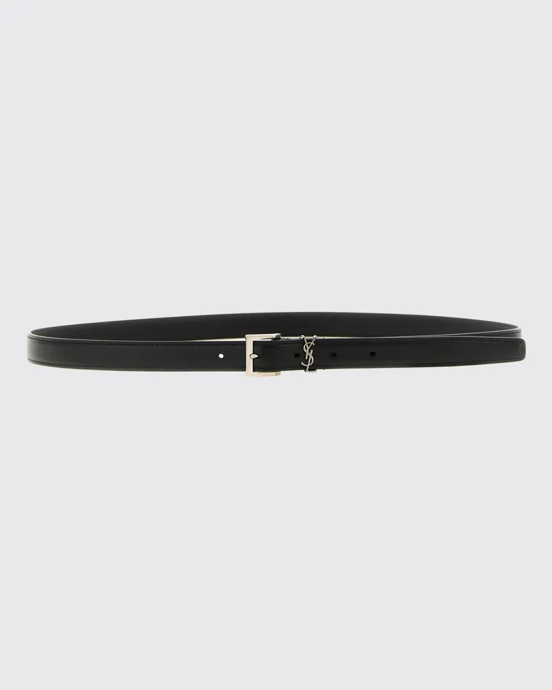 Saint Laurent Ledergürtel mit YSL-Monogramm-Schnalle Schwarz