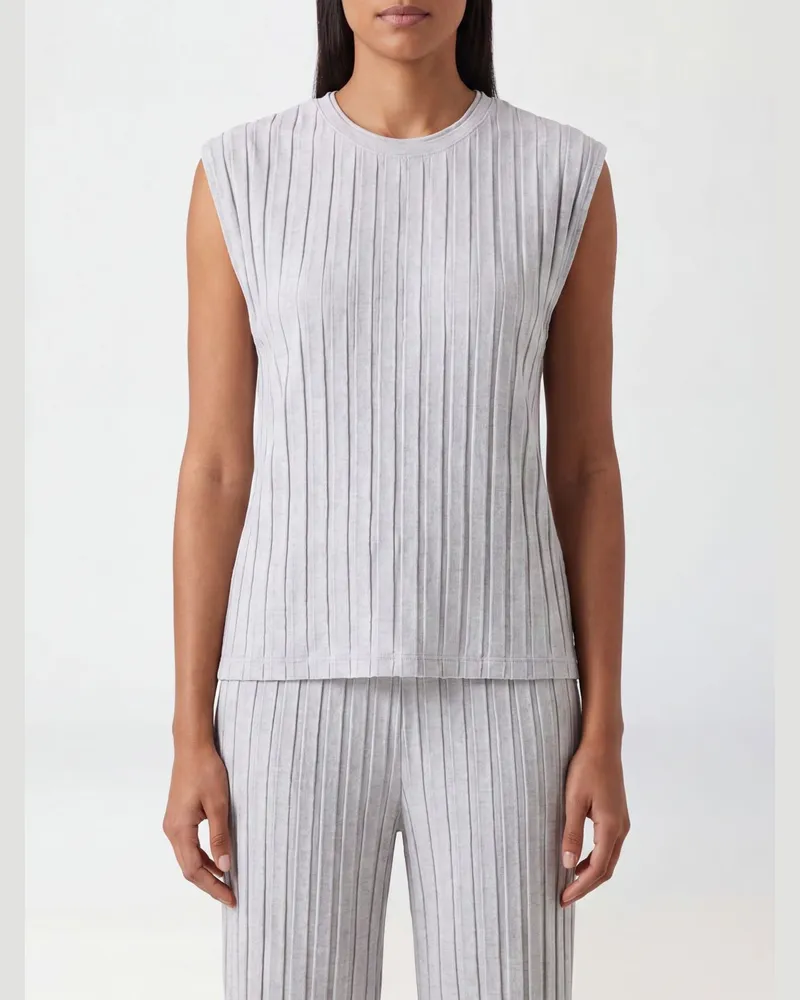 IRO Ärmelloses Slim-Fit-Top aus Baumwollmischung mit Rundhalsausschnitt Grau