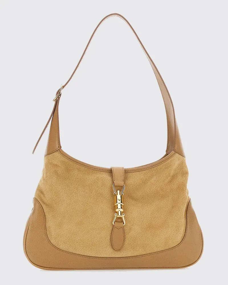 Gucci Jackie 1961 Medium Schultertasche aus genarbtem Leder mit Kolbenverschluss Nude