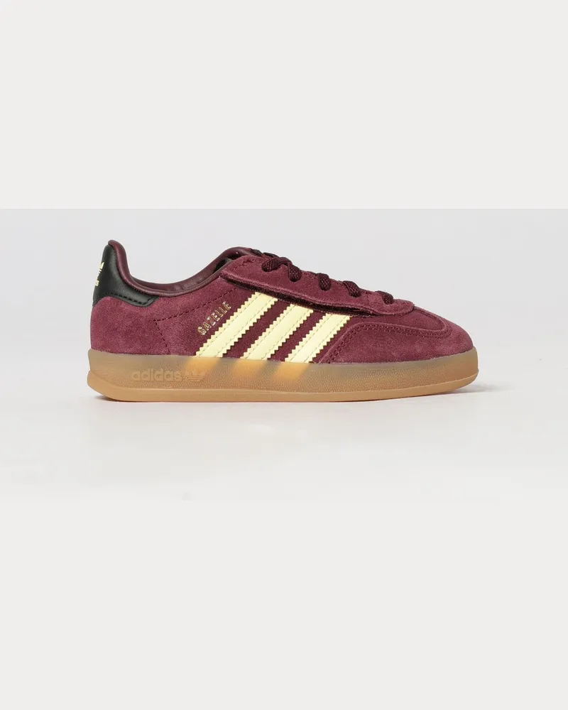 adidas Gazelle Indoor Leder-Sneakers für Jungen mit Klettverschluss Burgunderrot