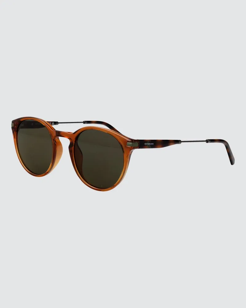 Calvin Klein Abgerundete Sonnenbrille aus Schildpatt-Acetat Durchsichtig