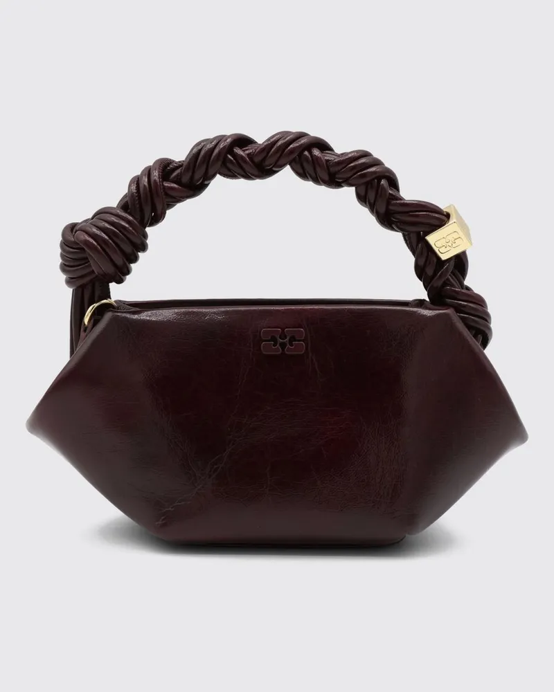 Ganni Bou Kleine Handtasche mit geflochtenem Griff und Schmetterlings-Logo Burgunderrot