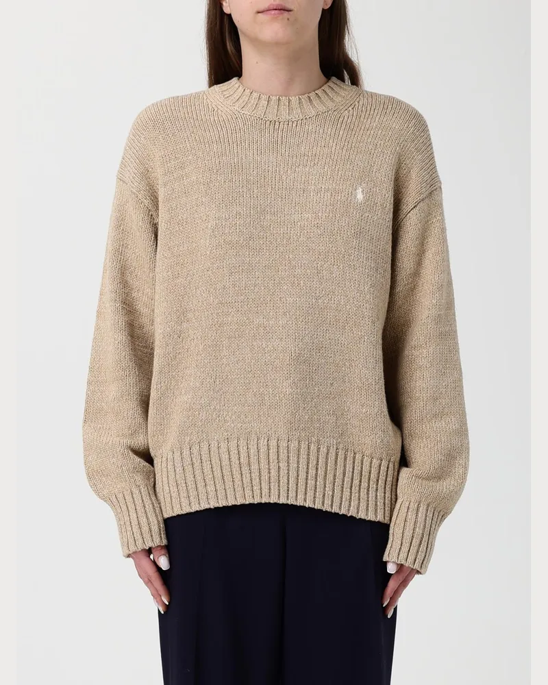 Ralph Lauren Baumwollpullover mit großem Logo Beige