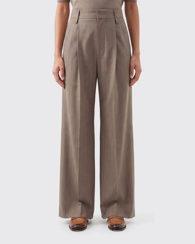 Victoria Beckham Maßgeschneiderte Hose mit weitem Bein von aus Schurwolle Beige