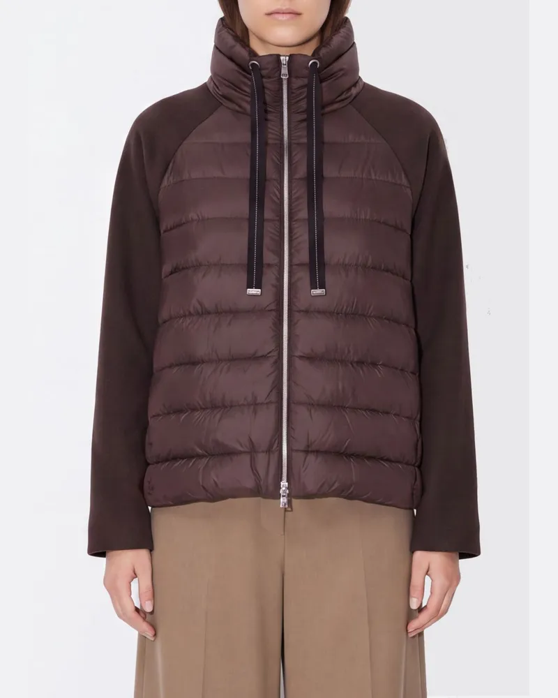 Herno Kurze Stepp-Daunenjacke aus Nylon mit Trichterkragen Braun