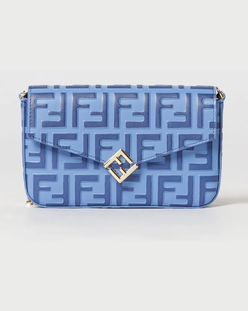 Fendi FF Diamonds Umhängetasche von aus Leder mit Monogramm Blau