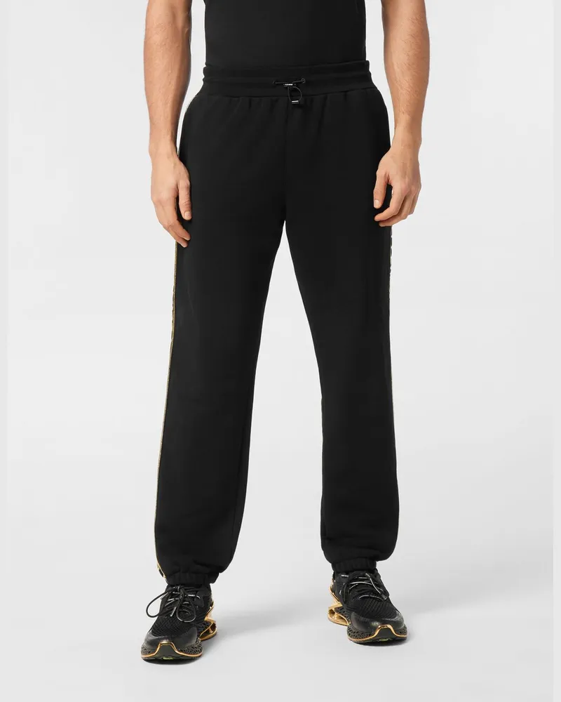 Philipp Plein Jersey-Jogginghose mit Kordelzug und gedrucktem Logo Schwarz