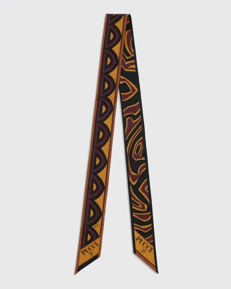 Emilio Pucci Fiamme und Baiadera Seiden-Bandeau-Schal mit geometrischem Print Burgunderrot
