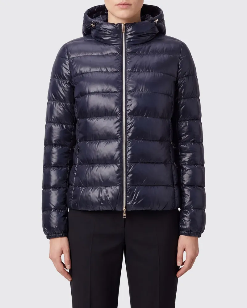Herno Slim Fit Daunenjacke aus wasserdichtem Nylon mit Kapuze und Metallreißverschluss Schwarz