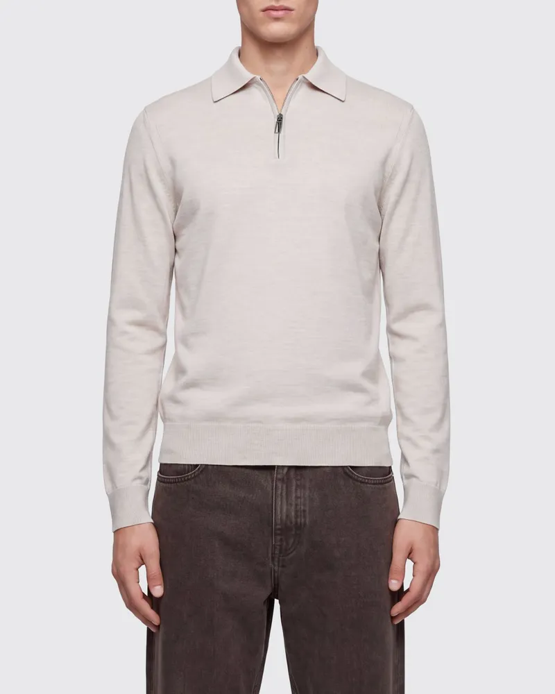Paolo Pecora Milano Langärmeliges Wollstrick-Poloshirt mit Reißverschluss Yellow