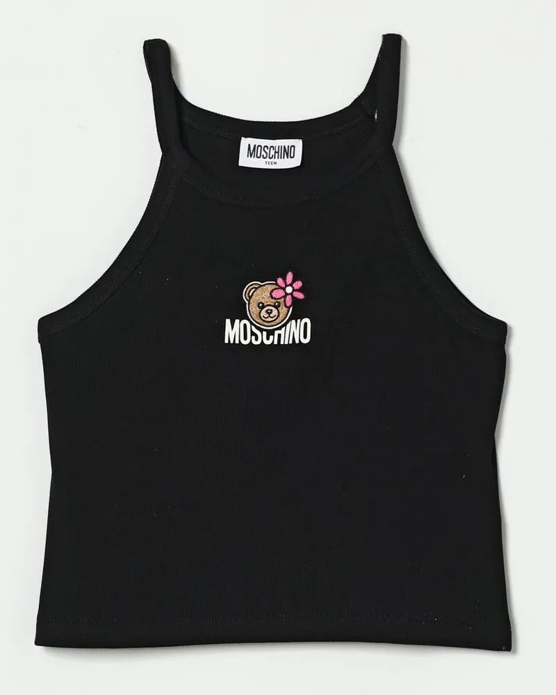 Moschino Teddy Baumwoll-Crop-Top Schwarz