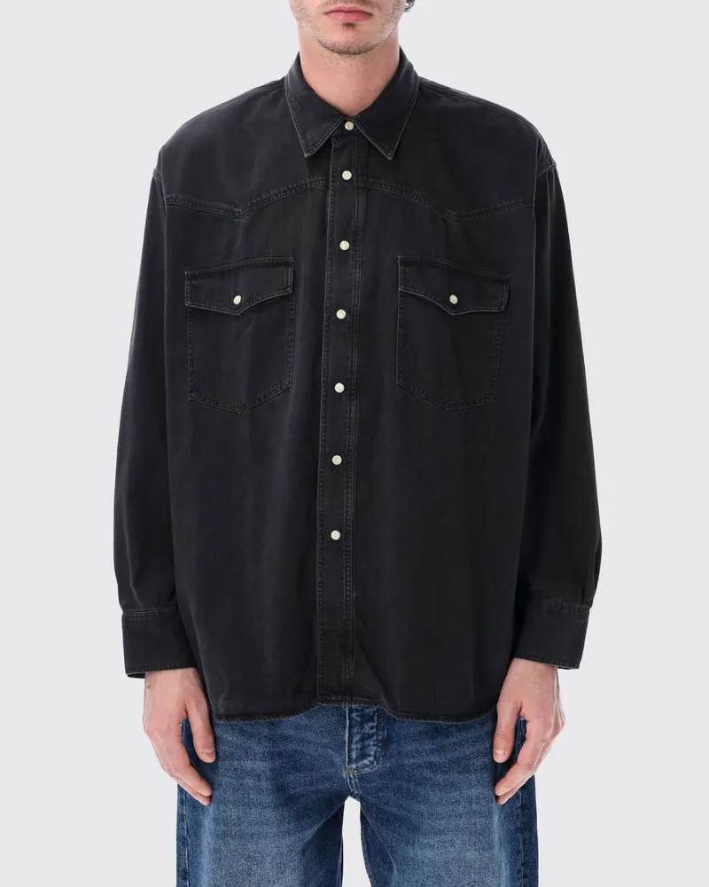 Studio Nicholson Freizeithemd aus Baumwolldenim Schwarz