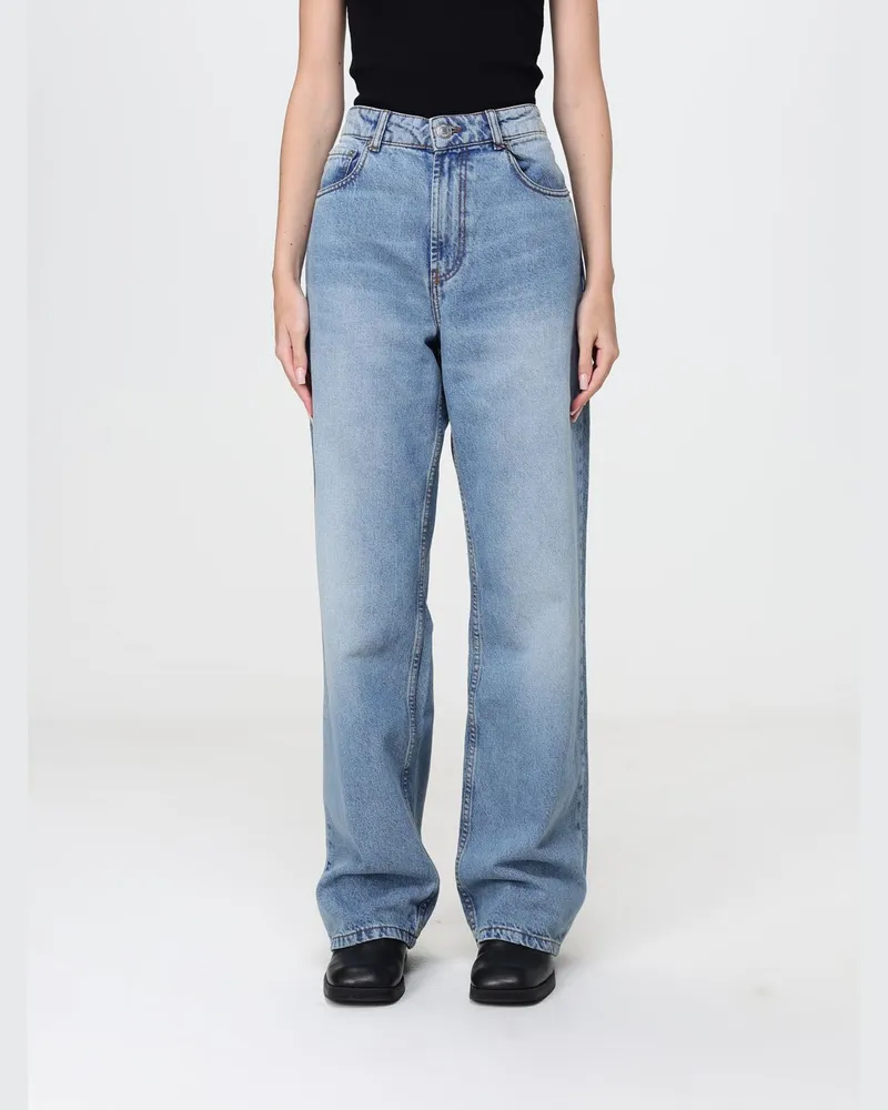 AMI Paris High-Waist Jeans mit weitem Bein von aus Baumwolldenim Blau