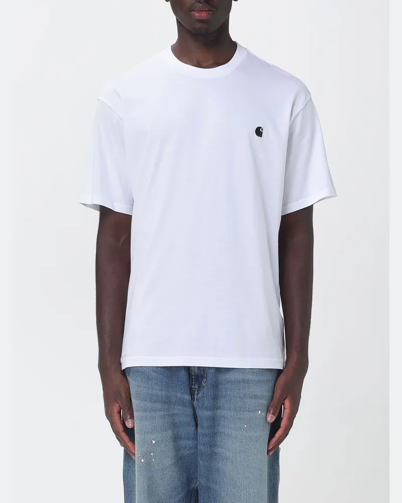Carhartt WIP Madison Baumwoll-T-Shirt mit gesticktem Logo auf der Brust Weiß