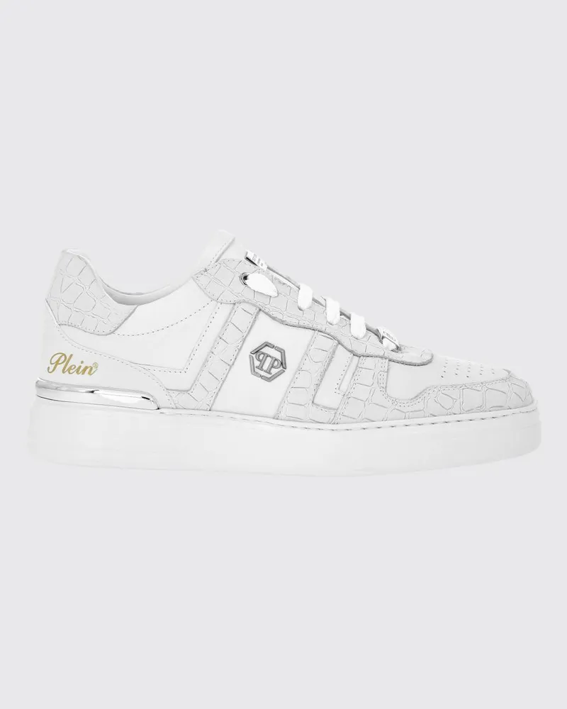 Philipp Plein Sneakers aus Krokoprägung Leder Weiß